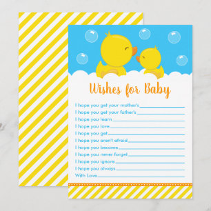 Convites Borracha Ducky Amarelo e Azul Desejos para Bebê