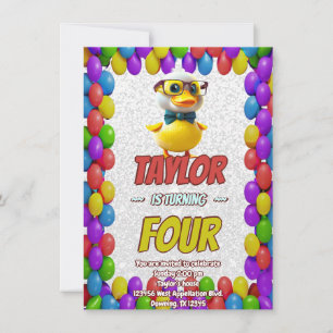 Convites Borracha Pato Cute Personalizado Aniversário Convi