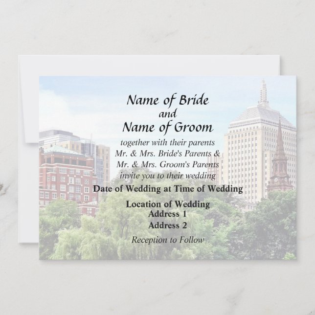 Convites Boston MA - Vista do Boston Public Garden (Frente)