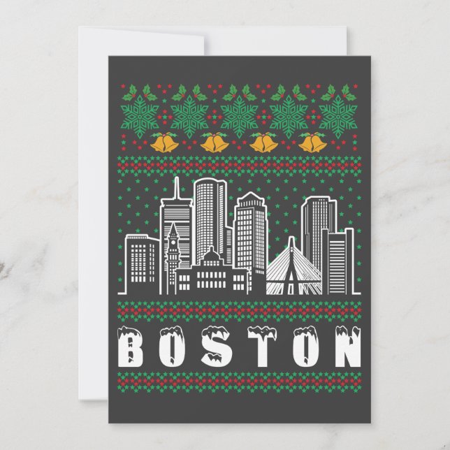 Convites Boston Massachusetts Ugly Christmas (Frente)