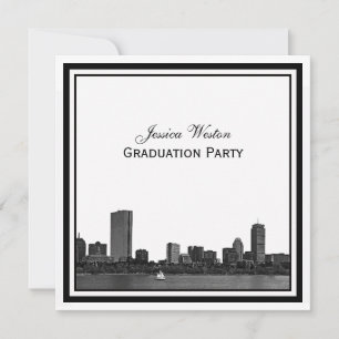 Convites Boston Skyline Etch Frame Festa de formatura