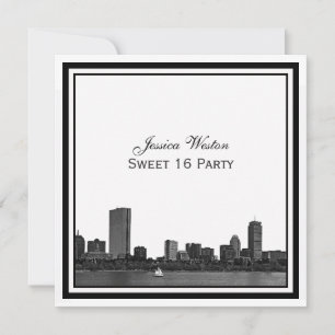 Convites Boston Skyline Etch Frame Sweet 16