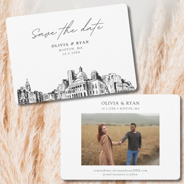 Convites Boston Wedding Modern Salve a Data (Boston Wedding Save the Date)