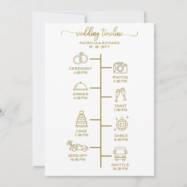 Convites Bot Itinerário Icon Chic Script Wedding Bem-vindo (Frente)