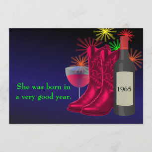 Convites Bota de Cowboy e Vinho de Aniversário da Festa Wes