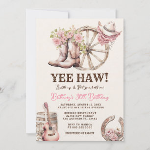 Convites Bota de Cowgirl Floral Aniversário Western