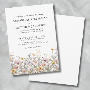 Convites Botânica Aquarela de Flores Silvestres Casamento F