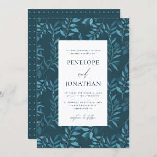 Convites Botânica Azul Russo com Casamento de Pontos