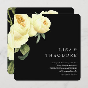 Convites Botânica Casamento rosa de Imagem Amarela Preta