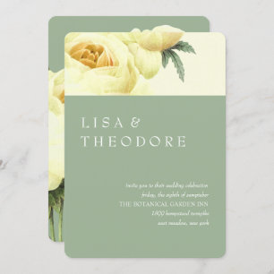 Convites Botânica Casamento vintage Amarelo Sage
