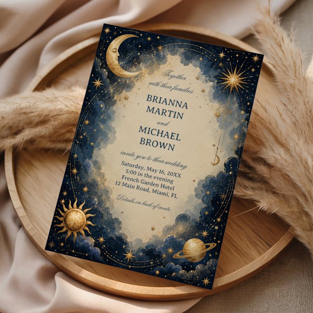 Convites Botânica Cósmica Vintage Celestial (Criador carregado)