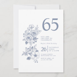 Convites Botânica de flor selvagem poeirento azul 65.o aniv