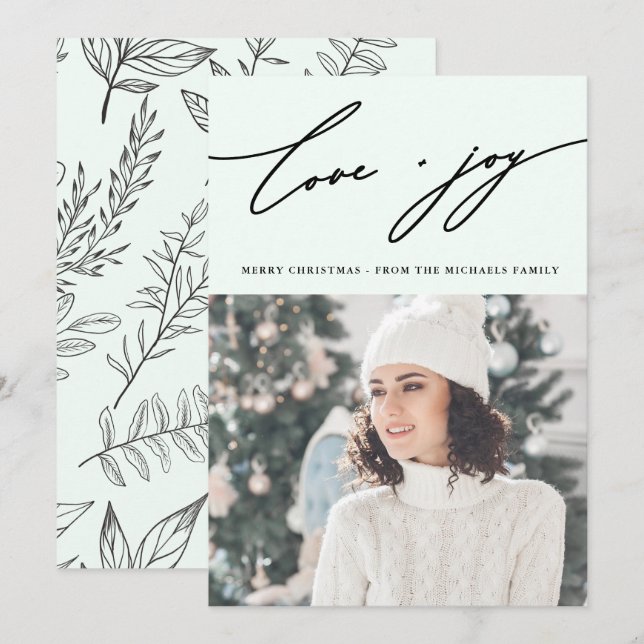 Convites Botânica de inverno russa com verde de Natal (Frente/Verso)