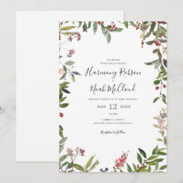 Convites Botânica de Natal | Casamento Casual Branco
