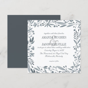 Convites Botânica de Prata Casamento floral Quadrado