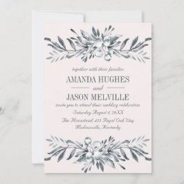 Convites Botânica de prata | Ferida-coral de casamento PINK