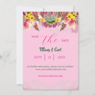 Convites Botânica Floral Garden Pink Salvar-A-Data
