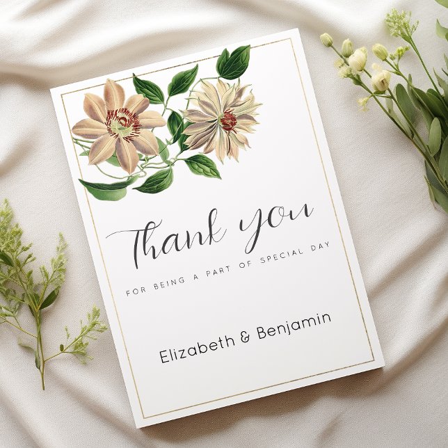 Convites Botânica floral verde-branca Obrigado (White red green floral botanical Thank You)