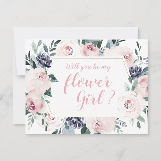 Convites Botânica florida rosa Você será minha dama de flor (Frente)