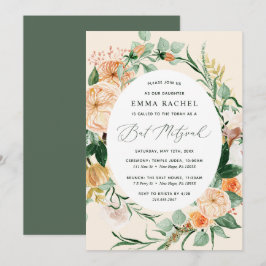 Convites Botânica Personalizada Peach Bat Mitzvah