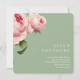 Convites Botânica | Sage Vintage rosa Casamento