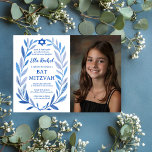 Convites Botânica Watercolor PERSONALIZADA PHOTO Bat Bar Mi<br><div class="desc">Cartão perfeito para anunciar um morcego mitzvah, bar mitzvah ou outra celebração judaica! A mão desenhou uma delicada arte de trama de folha para você! TOTALMENTE PERSONALIZÁVEL! Clique em "Personalizar" acima para editar o texto e adicionar sua foto. Clique em "editar usando a ferramenta design" para ajustar as fontes, cores...</div>
