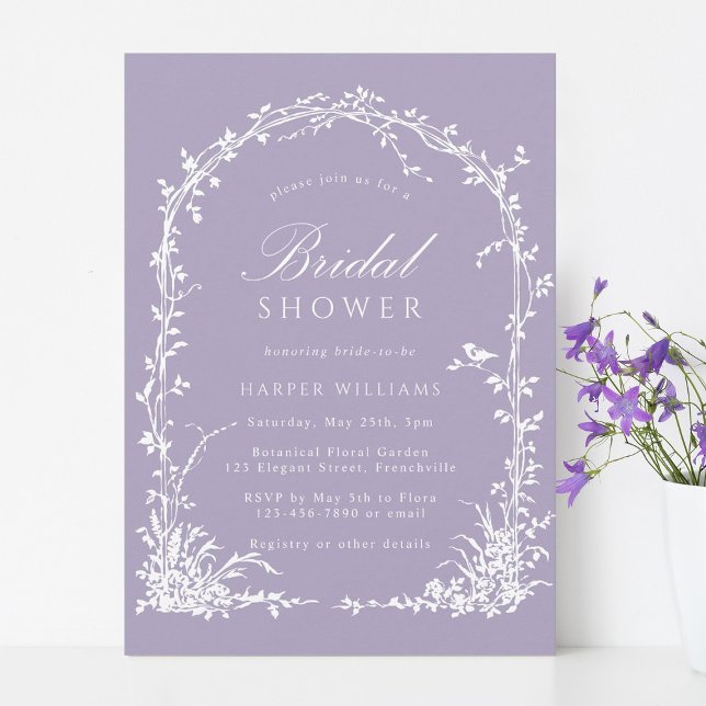 Convites Botanical Arch Garden Lavender Bridal Shower (Criador carregado)