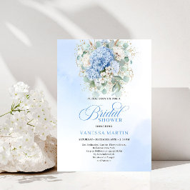 Convites Botanical Blue Hydrangea Eucalyptus Shower Invitat