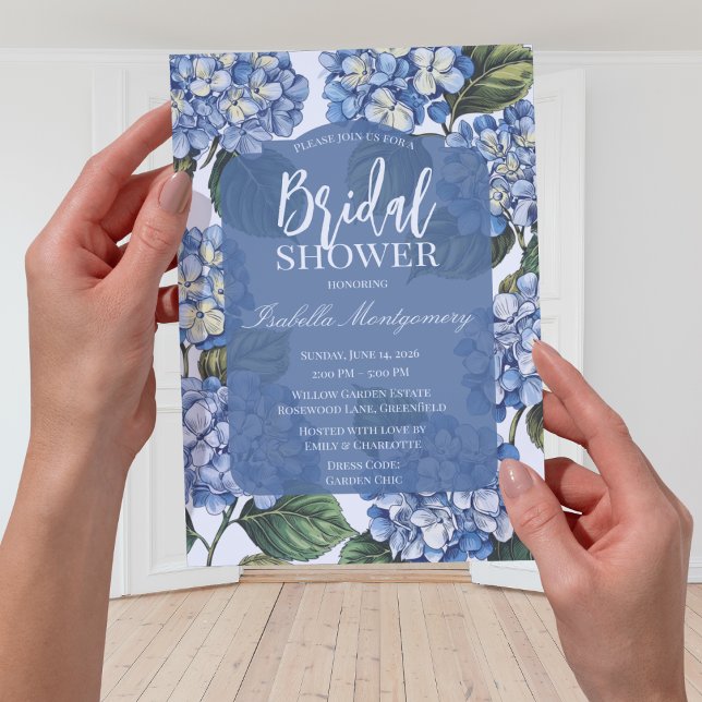 Convites Botanical Blue Hydrangea Floral (Botanical Blue Hydrangea Floral Invitations
)