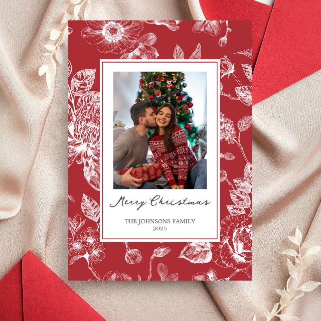 Convites Botanical Christmas Holiday Photo (Christmas Family Holiday Card )