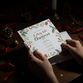 Convites Botanical Christmas Wreath Frame Invitation
