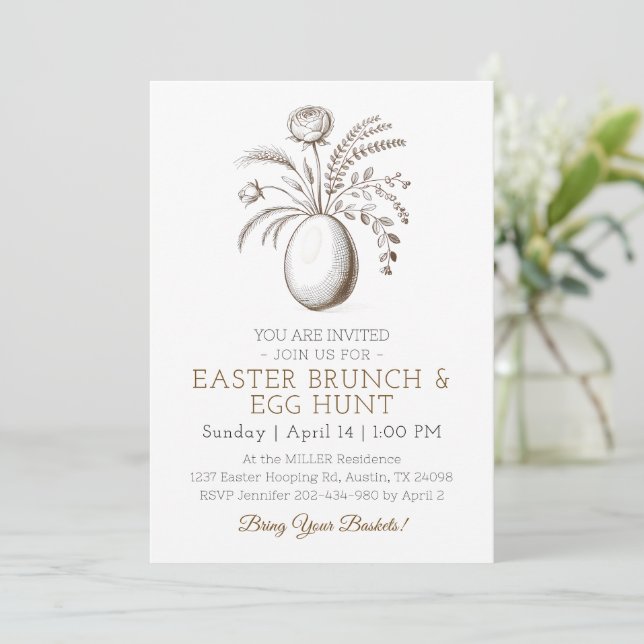 Convites Botanical Easter Brunch Egg Hunt Invitation (Em pé/Frente)