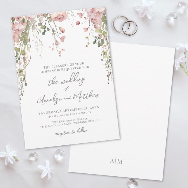 Convites Botanical Elegant Watercolor Wildflower Wedding (Botanical Elegant Watercolor Wildflower Wedding Invitation)
