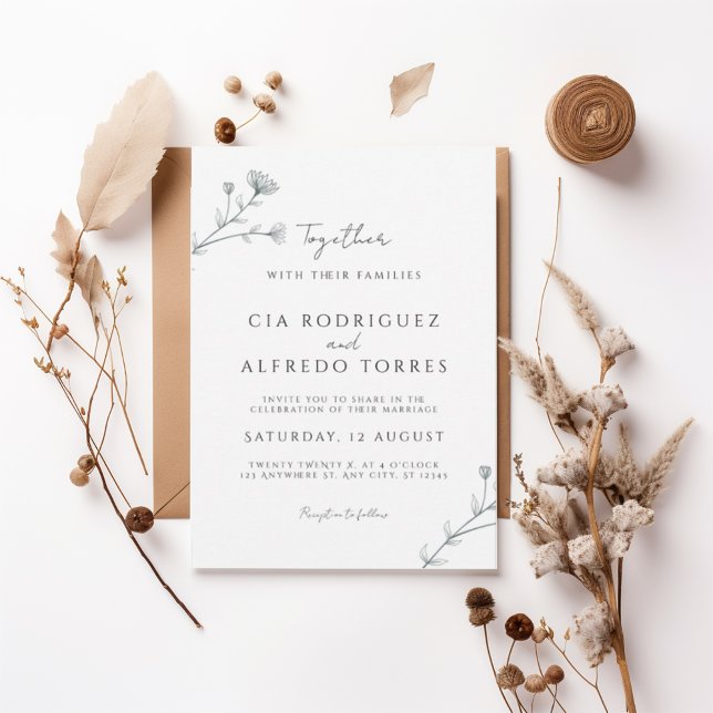 Convites Botanical Elegant Wedding Invitation (Criador carregado)