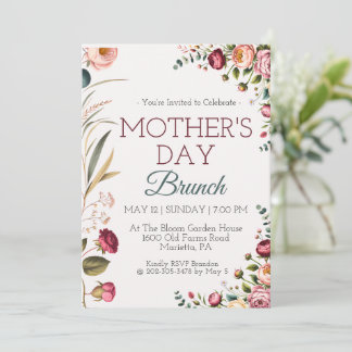 Convites Botanical Floral Mothers Day Brunch Invitation