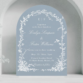 Convites Botanical Garden Romantic Wedding Dusty Blue Arch 