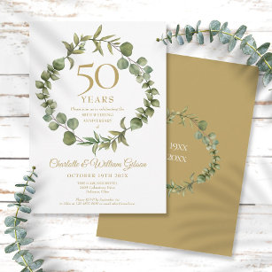 Convites Botanical Greenery 50th Wedding Anniversary