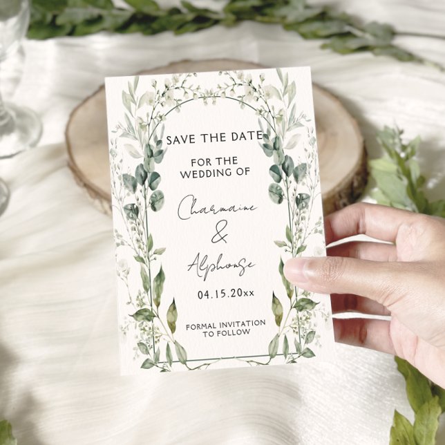 Convites Botanical Greenery Eucalyptus Save The Date | (Criador carregado)