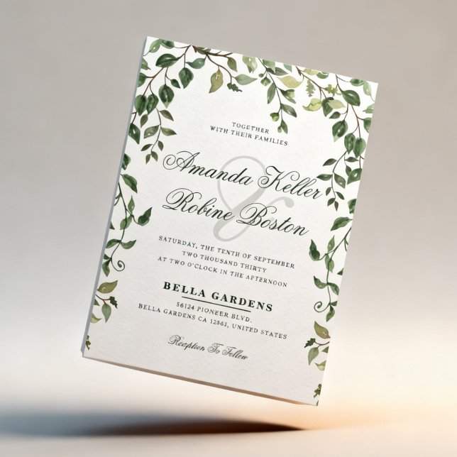 Convites Botanical Greenery Wedding Invitation (Criador carregado)