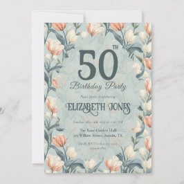 Convites Botanical Inspired Tulip Themed Custom Birthday