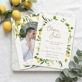 Convites Botanical Lemon Citrus Wreath Greenery Wedding