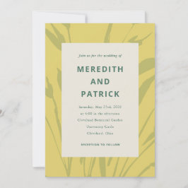 Convites Botanical Sketch Citrus Gold Wedding Invitation