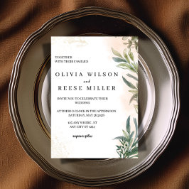 Convites Botanical Watercolor Wedding Invitation 