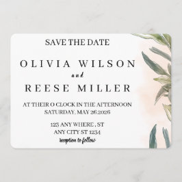 Convites Botanical Watercolor Wedding Save the Date