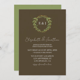 Convites Botanical Wreath Earth Tone Wedding Reception
