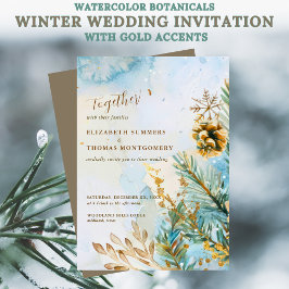 Convites Botânicas em Aquarela Casamento de Inverno Acentos