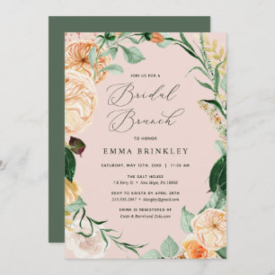 Convites Botânico Boho Floral Blush Pink Bridal Brunch