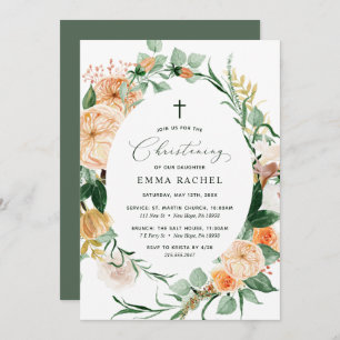 Convites Botânico Boho Greenery Christening Personalizado