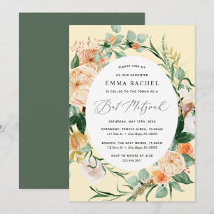 Convites Botânico Boho Personalizado Amarelo Mitzvah
