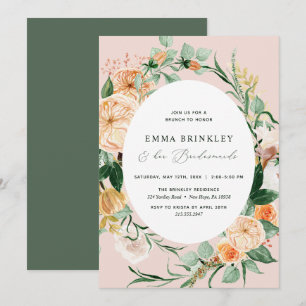Convites Botânico Boho Rosa Bridesmaids Luncheon Brunch
